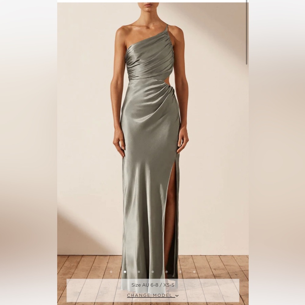 Shona Joy LA LUNE ASYMMETRICAL GATHERED MAXI DRESS - SAGE
